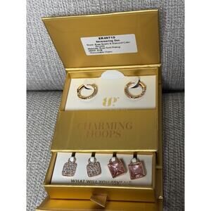 Bomb Party ER49710 - Charming Hoops - Shimmering Duo - Rose Gold Rose Quartz CZ